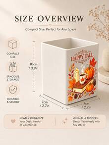 Autumn Theme Book-Shaped Coffee Pumpkin Multi-Function Storage Box, Desktop Organizer Container, Can Hold Makeup Brushes, Pens, Remote Controls, Tableware And Small Items. Compact Space-Saving Storage Item, Suitable For Bathroom, Kitchen - Multicolor - View 2