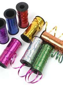 1 Roll 100 Yards Laser Metallic Color Balloon Tie Ribbon, Multi-Color Roll Laser Binding Rope, Shiny Vibrant Texture, Durable And Hard To Break, Party Balloon Binding Decoration, Gift Box Tying, Holiday Celebration Wedding Scene Handmade Decoration Ribbon - One Size - View 5