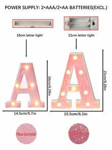 16cm/21cm 創意粉色發光 LED 跑馬燈字母與數字夜燈，電池供電 LED 字母燈，適用居家裝飾、臥室桌面裝飾、婚禮求婚生日派對裝飾字母燈，1 18 16 歲生日派對裝飾數字燈 - 粉色 - 查看 8