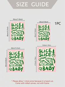 1件 Slice Slice 寶寶披薩帆布壁畫，無框復古手繪食物印花，趣味廚房海報，餐廳咖啡廳室內牆面裝飾，居家裝飾禮物 - 字母G款 - 查看 4