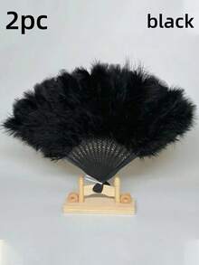 1/2pcs Fashionable Hand Fan, Foldable Photo Prop, White Black Red Optional, Suitable For Dance Tea Party Wedding Stage Decoration, Back To School Gift, Halloween Cosplay Handheld Item, Photo Prop - A - View 19