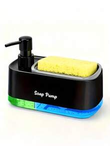 2-In-1 Soap Dispenser And Sponge Holder, Kitchen Dish Soap Pump Bottle, Easy To Clean, Multi-Functional Cleaning Supplies Storage Rack, Suitable For Kitchen And Bathroom, Ideal Bathroom Accessory, Bathroom Storage, Bathroom Decor - Multicolor - View 5