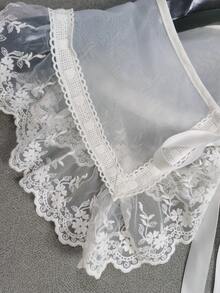 1件女款白色精緻水溶性刺繡蕾絲純色波希米亞風聚酯纖維時尚內搭上衣 春秋冬款時尚假領 - 白色i - 查看 5