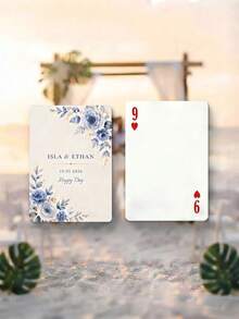 Personalized Floral Custom Poker Card Set (54 Cards) With Metal Gift Box, Customizable Name And Date Souvenir, Wedding Guest Book Alternative And Party Game, Fun Family Tabletop Entertainment, Ideal Anniversary Gift For Newlyweds, Friends And Family - Multicolor 2 - View 9