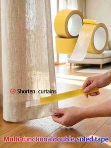 2 Rolls Strong Adhesive Fabric Tape, No-Cut Multi-Function No-Damage Hemming Tape, Suitable For Fabric Clothing No-Sew Self-Adhesive Fixing - Yellow - View 2