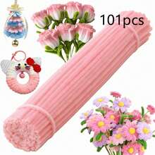 Pink Pipe Cleaner Stick Set, Upgraded Encrypted Soft Fabric Plush Wire Bulk Handmade Flower Cleaning Sticks, Suitable For Beginners DIY Art And Craft Projects Decoration Twisted Sticks, Suitable For Gifts, Home Decor, Parties, Weddings Bridal Bouquets, Bridesmaid Bouquets, Mother's Day Gifts, Back To School, School Supplies, Tulip, Lily Bouquet Making, Halloween Christmas Supplies - Pink - View 12