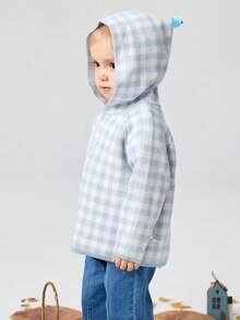 mini bala Charming Autumn Unisex Baby Girl Pixie Hood Knit Cardigan Soft Warm Layering Outer Top - White and Blue - View 2