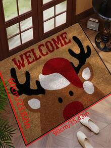 1pc Funny Welcome Christmas Deer Pattern Welcome Doormat, Harvest Season Pattern Simple Style Short Plush Quick Dry Non-Slip Machine Washable Entrance Mat, Suitable For Kitchen, Bathroom, Dining Room, Hallway, Party, Gathering, Holiday, All Seasons, Yard Home, Christmas Season, Party Supplies - Burnt Orange - View 13