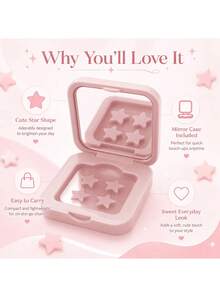60pcs/Box Practical Pink Makeup Mirror With Star Decoration Beauty Patch, Portable Travel Makeup Mirror Box, Fashion Facial Accessory, Suitable For Daily Makeup, Party And Gift - Multicolor - View 7