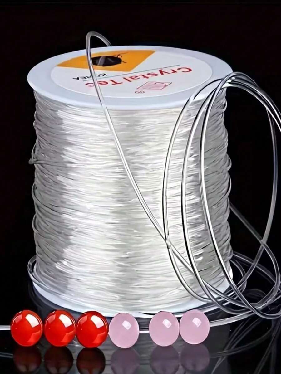 1 Roll Flexible Transparent Beaded Rope - 0.5mm Elastic Line, Suitable For DIY Jewelry Making, Keychains, Bracelets And Necklaces - Smooth Stretchable Beading Wire, Designed For Bead Artists, Durable Handmade Material, DIY Craft Material, Valentine's Day, Children's Day, Christmas
