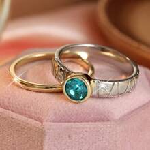 Women's Elegant Dual-Tone Stackable Ring Set, Suitable For Dating, Holidays, Wedding Gifts - Silver - View 13
