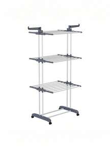 1pc 4-Tier Foldable Drying Rack With 4 Wheels, Stainless Steel Material, Easy Assembly, Suitable For Indoor And Outdoor Drying Of Bedding And Clothes - Multicolor - View 18