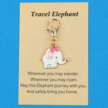 3pcs/6pcs Cute Travel Elephant Enamel Lobster Clasp Keychain, "Travel Elephant" Paper Card, Good Luck Journey Pocket Hug Friendship Gift - Multicolor - View 5