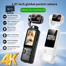 4K Ultra HD Handheld Digital Camera, 16x Digital Zoom, 4K Video Recording, Sensitive Chip, 180° Rotating Lens, Built-In Flash, Night Shooting Support, Auto Focus, Landscape/Portrait Mode, 64GB SD Card Included, 3000mAh Battery - View 3