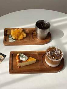 1pc Rosewood Japanese Style Solid Wood Dining Plate, Wooden Tray, Tea Cup Coaster, Dessert Coffee Tray, Breakfast Plate, Storage Tray - View 3