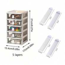 2/3/4/5 Layer Drawer Storage Organizer, Transparent Plastic Storage Box, Large Capacity Multi-Layer Drawer, For Home, Office, Desktop Storage - Multicolor - View 9