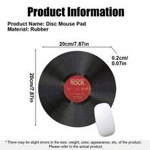 1pc Portable Vintage Vinyl Record Round Mouse Pad, Non-Slip Rubber Base, Tightly Woven High-Definition Print, Fade-Resistant, Washable, Thick Anti-Deformation Office Gaming Home Decor Desk Mat - View 3
