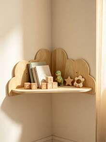 1pc Wooden Color Cloud-Shaped Corner Storage Rackfor Kids Room Nursery Room Essentials - Multicolor - View 5
