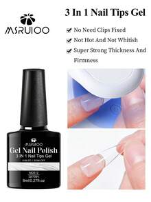 MSRUIOO 1/2/3pcs 8ml Solid Nail Tips Gel--Long Lasting Solid Hard Gel, No Sticky Hands, UV LED Curing, Nail Salon & Home Use, Clear Acrylic Solid Nail Tips Gel Nail Polish For Press On Nails, False Tips, Extensions - Strong Bonding, Easy Application - Multicolor - View 6