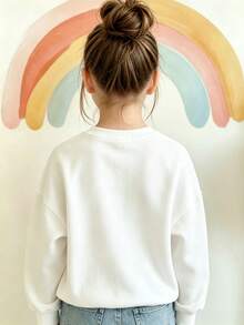 Cotton Round-Neck Pull-Over Sweatshirt For Girls, Loose Fit For Autumn And Winter, Featuring A Cartoon Dachshund Print, In A Cute And Sweet Preppy - White - View 5
