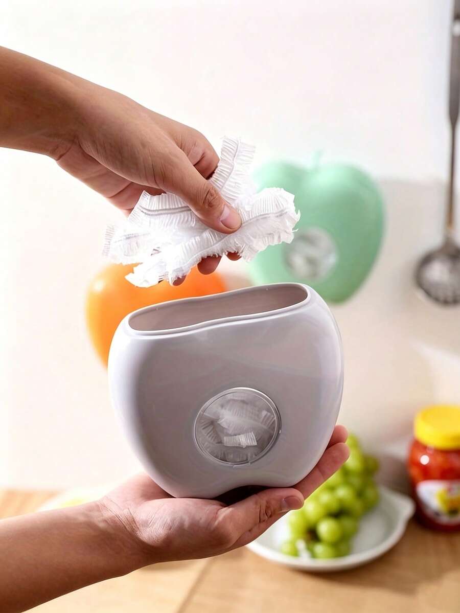 Apple-Shaped Wall-Mounted Storage Box, Multi-Functional Plastic Cling Film & Shopping Bag Dust-Proof Organizer, Durable Space-Saving Kitchen & Home Decor, 2 Colors, Suitable For All Seasons, Decorative Wall Accent, Easy To Clean