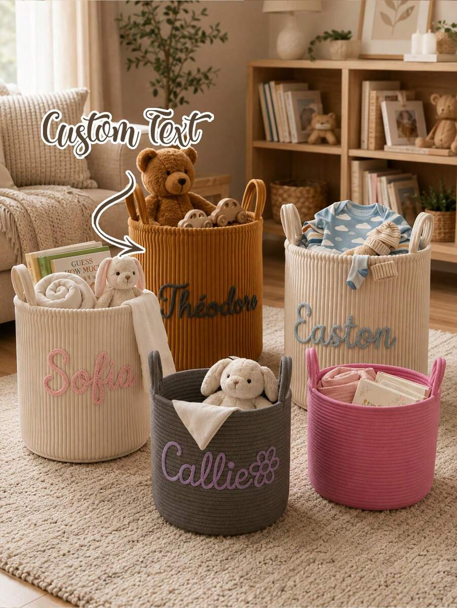 Large Capacity Foldable Customized Toy Storage Box With Name, Personalized Felt Toy Storage Basket, For Organizing Toys, Blankets, Leashes, Durable And Easy To Clean, Space-Saving, Playful Pet Design - Multicolor - View 1