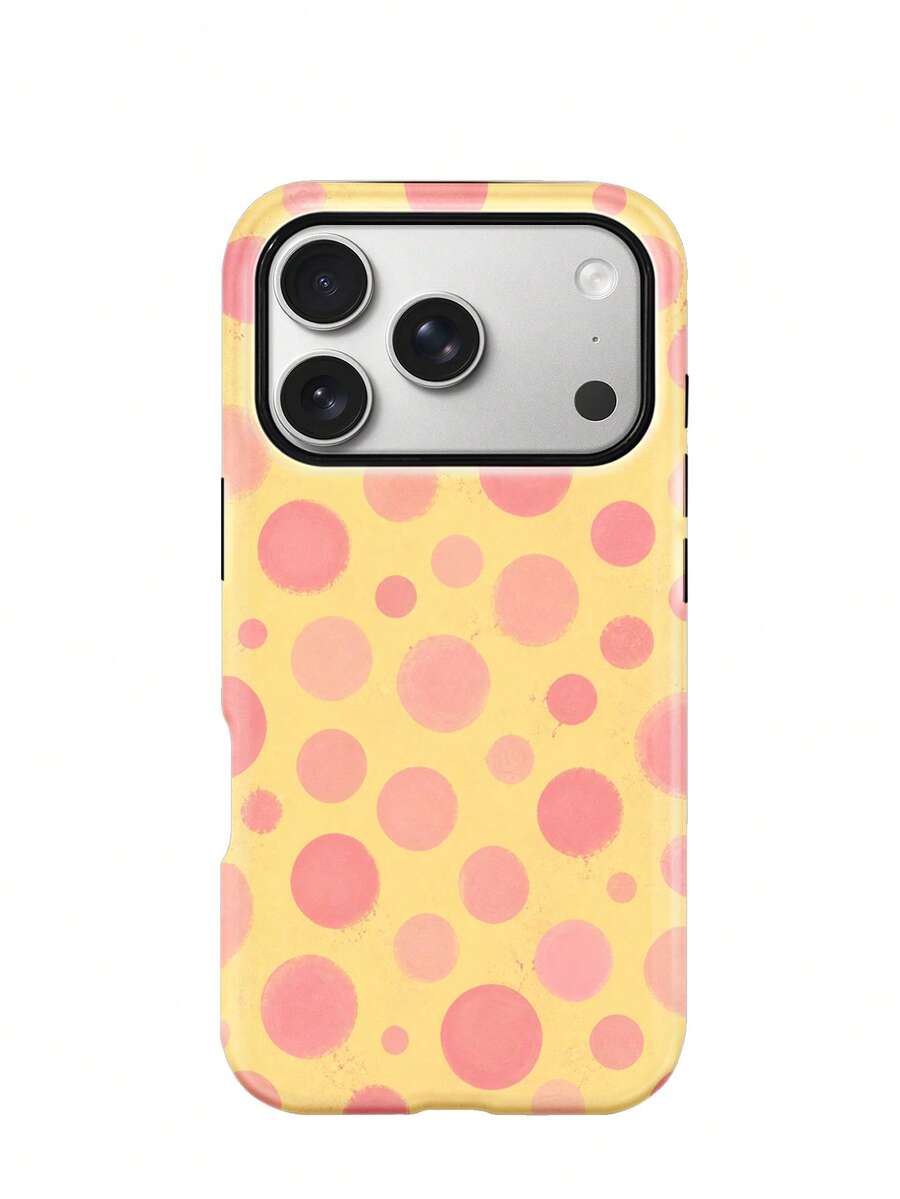 Cream Yellow And Pink Polka Dot Case For IPhone18 Pro Max,17,17Pro Max,16Pro,15Pro Max,13pro,15,14,14Pro,13,12,11 - Creamy Yellow and Pink Polka Dot - View 1