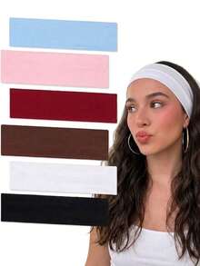 6pcs/Set Headbands For Women Women's Bohemian Style Non-Slip Headbands,Suitable For Yoga,Running,Workout And Washing Face,Hair Accessories For Women - Multicolor - View 1