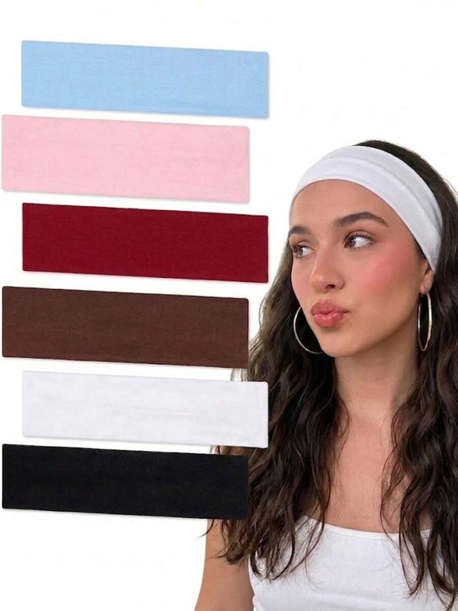 6pcs/Set Headbands For Women Women's Bohemian Style Non-Slip Headbands,Suitable For Yoga,Running,Workout And Washing Face,Hair Accessories For Women - Multicolor - View 1
