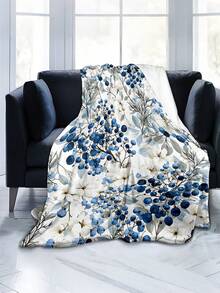 1pc Soft & Comfortable Modern Floral Pattern Flannel Blanket, 2D Printed Throw Blanket For Office Nap, Sofa & Bed Decor, Outdoor Camping Leisure, Gift Blanket For Family & Friends - Multicolor - View 4