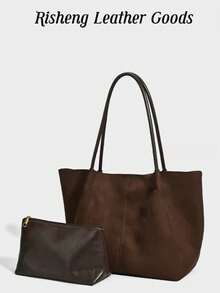 2026 New Vintage Premium Large Capacity Tote Bag / Shoulder Bag - Coffee - View 6