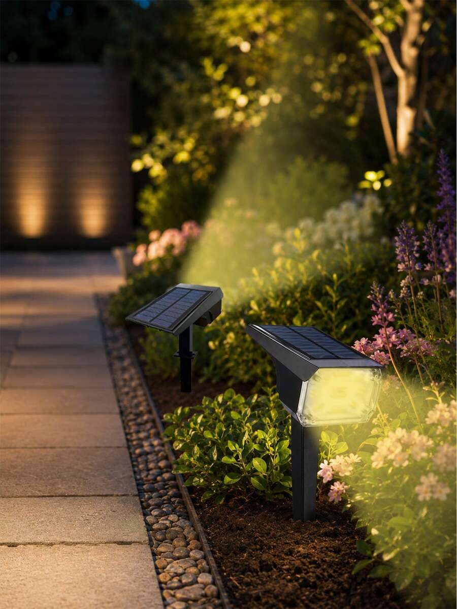 POSE UP 1/2/4/6pcs Solar Spotlights 38LED Outdoor Solar Flood Lights IP68 Waterproof Landscape Lighting Adjustable Solar Garden Lights With Auto On/Off Sensor Suitable For Yard Lawn Patio Villa Path Driveway And Holiday Decoration