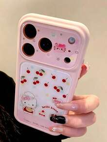 SANRIO 壓克力粉色手機殼，適用於 Apple 17 Pro Max、12/16 Pro、15、14、13 Pro，全包覆可愛貓咪粉色格紋防摔保護殼 - 粉色 - 查看 2