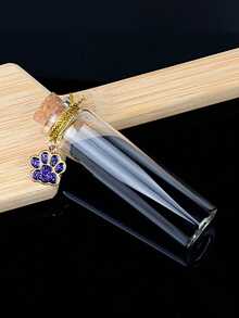 1pc Transparent Glass Pet Memorial Bottle With Paw Print Pendant, Mini Keepsake Jar For Dog Fur And Cat Whiskers, Pet Loss Memorial Gift For Pet Owners - Multicolor - View 14