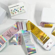 3 Rolls Holographic Paper, Shiny Laser Sticker Label Paper For Mini Portable - Multicolor - View 2