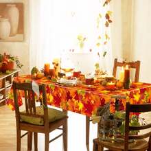 Tablecloth, 3/1pc Autumn Maple Leaf Plastic Tablecloth, 54 X 108 Inch Thanksgiving Rectangular Tablecloth Suitable For Harvest Festival Party Rustic Kitchen Decor - Multicolor - View 4