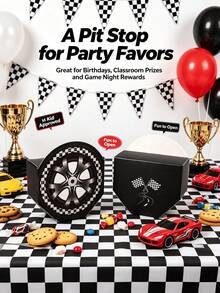 10/5/1pc Racing Tire Shaped Mini Gift Box, Black And White Checkered Flag, Boys Birthday Party, Candy And Cookie Favor Box, Racing Theme Gift Box Suitable For Racing Party, Birthday Party, Wedding Guest Return Gift, Birthday Dessert Packaging, Gift Box, Packaging Box, Party Supplies, Candy, Strawberry Cake, Room Decor, Home Decor, Wedding, Home Essentials, Camping Essentials - Multiple Styles - View 1
