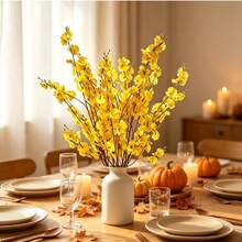 1pc/6pcs/21pcs, 95cm Artificial Yellow Dancing Orchid, Living Room Dining Table Vase Flower Arrangement Decor, Home Soft Furnishing Entrance Hall Decoration Artificial Cymbidium Orchid Fake Flower, Suitable For Wedding Decoration, Autumn Decoration, Garden Center Decoration, Party, Gift - Yellow - View 7