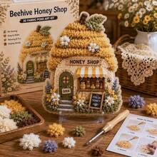 1 Set Honeycomb Honey Shop 3D Fabric Punch Art DIY Handmade Kit, Rustic Floral Bee Theme No-Sew Home Decor Set, Suitable For Home Decoration, Room Decor, Desktop Display, Bookshelf Decoration, DIY Craft Projects, Creative Handmade Gifts, Spring Seasonal Decoration - DIY Punch Needle Craft Kit - View 9
