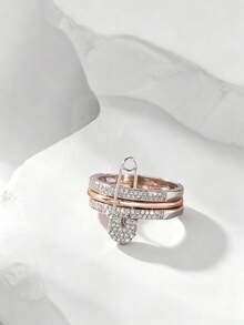 1pc Creative Fashion Personalized Micro-Inlaid Zirconia Triple Ring Brooch Ring For Women Daily Wear - Brooch Ring - View 21