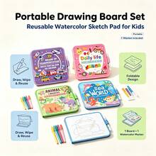 Portable Children's Drawing Board Set, Reusable Watercolor Sketch Board With 1 Watercolor Marker, Foldable Educational Writing Board, Suitable For Children's Home, Travel, Party DIY Creative Activity Board - Multicolor - View 1