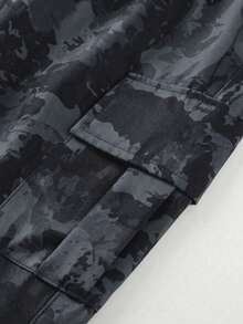 Girls' American Style Grey Camouflage Cargo Casual Wide Leg Pants, Street Dance Versatile Woven Long Pants - Black - View 10