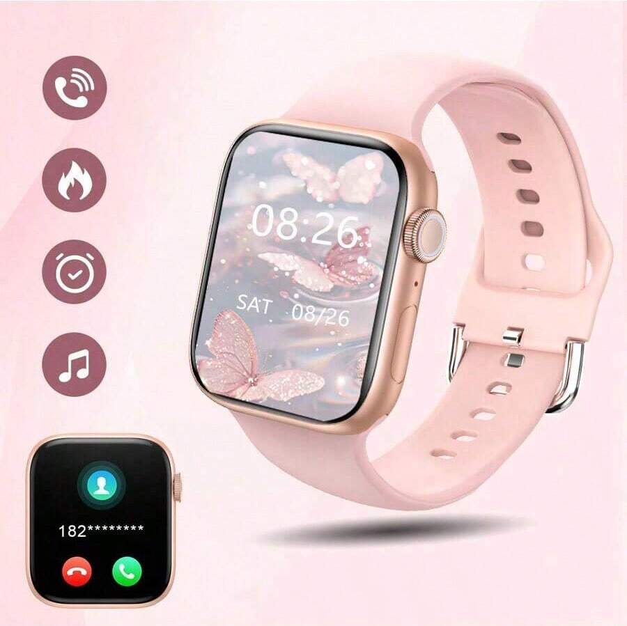 NcmRyu Pink Silicone Strap 2.01-Inch Touchscreen Multifunctional Electronic Watch For Female Students, Features Multiple Sports Modes, Camera Control, Social Media Notification, Suitable For Gifts, Sports, School And Other Occasions - Pink - View 1