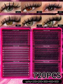 CMAYOME 600/684/708/720pcsDIY Eyelash Clusters, Baby Eyes, Anime Eyelashes, Enlarged Eyelashes For Both Eyes, Elongated Eye Tails, Suitable For Various Makeup Looks, Popular Eyelashes Small And Cheap, Suitable For Daily Use, Parties - DD - View 14
