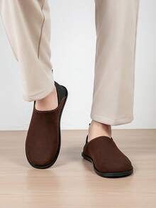 Plus Size Men's Suede Loafers With Foldable Heel Design, 2-In-1 Wearable Back Strap, Premium Velvet Texture, Easy Slip-On, Versatile For Commuting, Outings And Casual Daily Wear - Brown - View 4