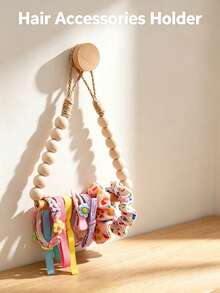 2pcs/1est Boho Wooden Bead Paper Towel Holder, Wall‑Mount No‑Drill Tissue Roll Rack, Farmhouse Hanging Towel Organizer, Halloween Christmas Back‑To‑School Essential For Bathroom Kitchen Decor - Multicolor - View 6