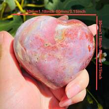 Vibrant Multi-Color Ocean Amber Heart-Shaped Stone | Ocean Amber Crystal, Worry Stone, Friendship Gift, Suitable For Home Decor/Valentine's Day/Christmas/New Year, Best Gift Choice, Crystal Gift For Parents, Jewelry Pattern, Jewelry Pattern - Multicolor - View 3