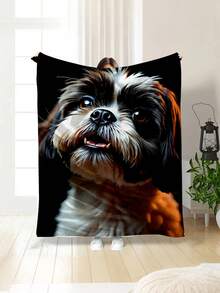 Soft & Comfortable 280gsm Blanket, Animal & Floral Print Pattern, Outdoor Camping Leisure Blanket, Multi-Purpose Blanket For Sofa, Bed And More, Suitable For Home, Picnic, Travel, All-Season Comfort, Modern Style, Polyester, Machine Washable - Multicolor - View 1