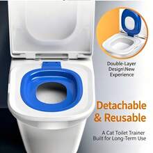 1PC Cat Toilet Trainer, Reusable Detachable Double-Layer Kitty Potty Training Kit, Easy Clean Odor-Free Cat Litter Box Alternative For Indoor Home Bathroom - Multicolor - View 7