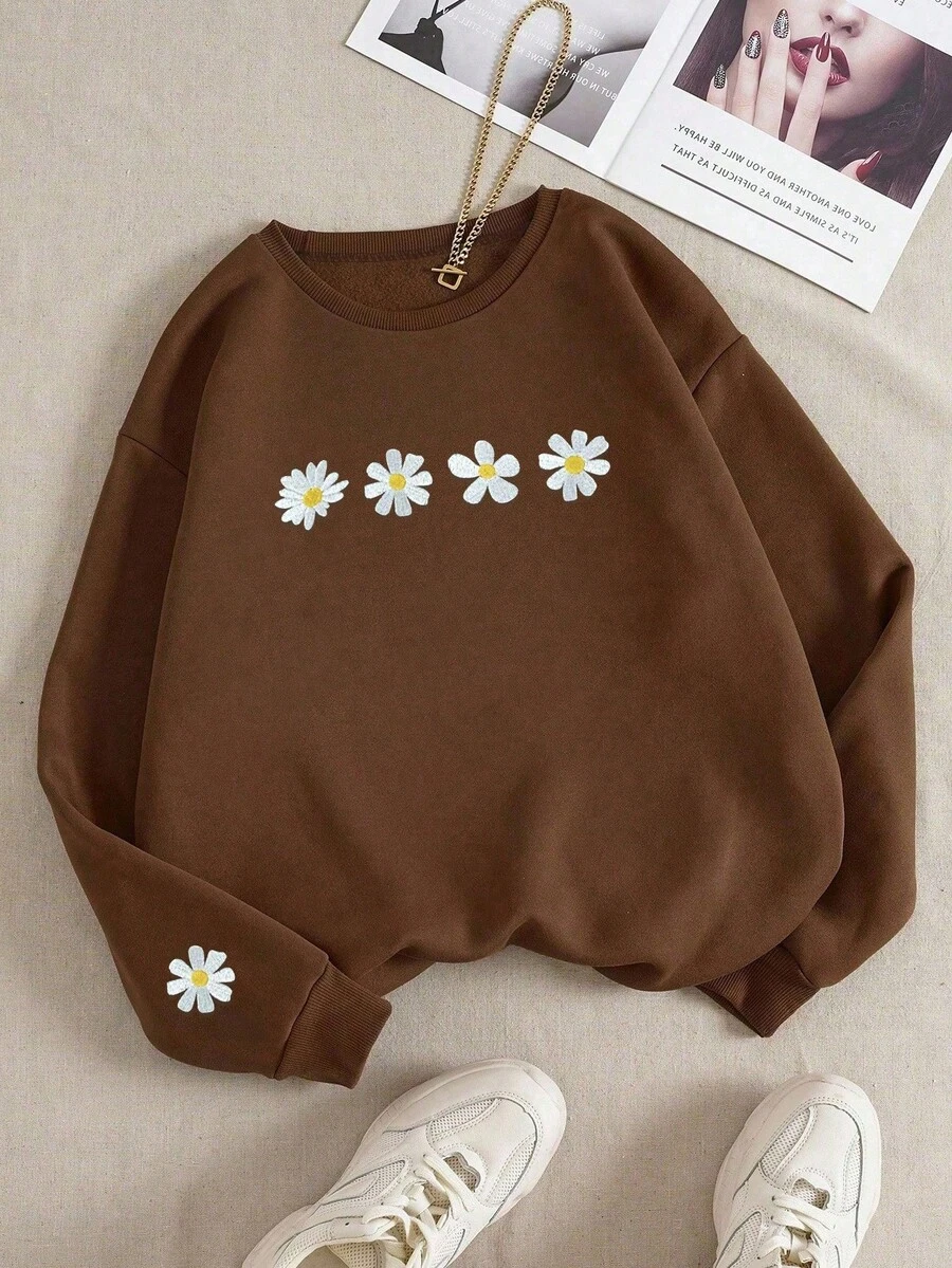 Women Sweatshirts & Hoodies - 咖啡棕 - 查看 1